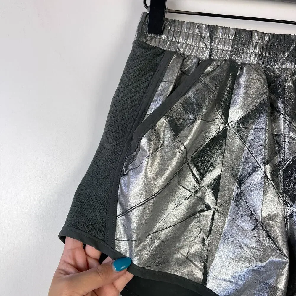 Under Armour Womens High Rise Fly By Running Shorts Silver Metallic 3